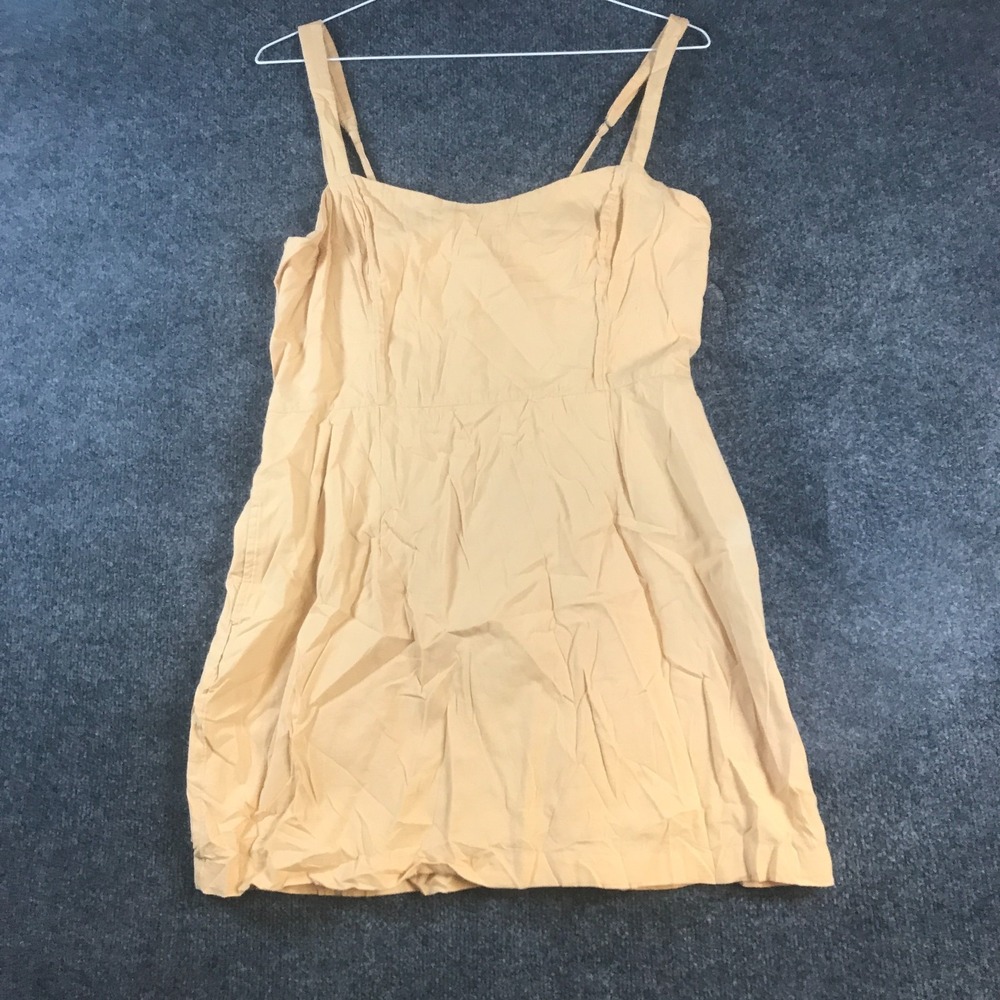 Abercrombie & Fitch Mini Dress Women Large Yellow Smocked Sleeveless Back Zipper
